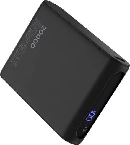 Rolling Square Powerbank Draagbaar 20000mAh - USB-C & USB-A - 20W Snellader voor Telefoon & Laptop - Zwart