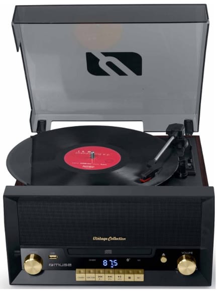 Muse MT-112 W Platenspeler Microsysteem FM BT CD USB Retro - Platenspeler