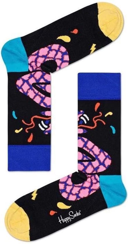 Happy Socks - TROPICAL SNAKE - Zwart Multi - Unisex - Maat 36-40