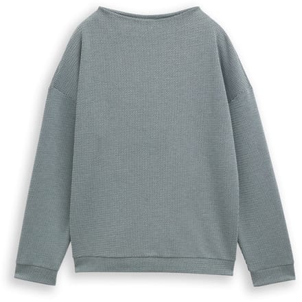 Tom Tailor - Loose fit sweatshirt met opstaande kraag - Maat M - black moss wave structure
