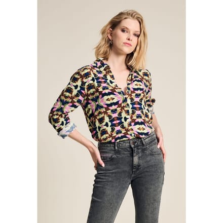 POM Amsterdam Blouse - Mila Butterfly Sky Größe: 36 | Blusen Outlet | Damen