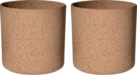 Hakbijl Plantenpot/bloempot Cindy - 2x - bruin - keramiek - cilinder - D13 x H13 cm
