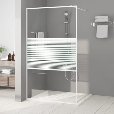 vidaXL - Inloopdouchewand - 115x195 - cm - transparant - ESG-glas - wit