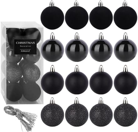 Kerstballen Set Onbreekbaar Zwart 5 cm 16 stuks - Kerstdecoratie