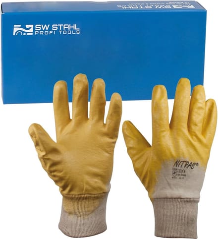 SW-Stahl nitril mano scarpa in cotone, misura 10, Colore Giallo, 11502L