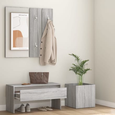 vidaXL - Garderobe - set - bewerkt - hout - grijs - sonoma - eikenkleurig
