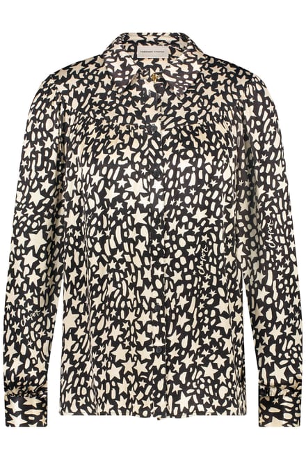 Fabienne Chapot Nina Blouse Black/creme Brulee Maat: 36 | Longsleeves Outlet | Dames | Wit