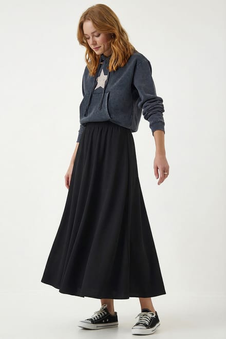 Elastische Taille Maxi Rok