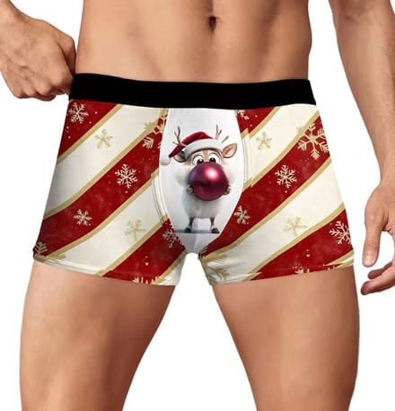 Kerstmis boxershort - Rendier - Kerstcadeau - Slim fit - Elastisch - Rood en Wit