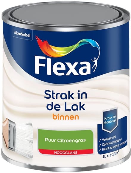 Flexa - Strak In De Lak Binnenlak Hoogglans - Puur Citroengras - Mengverf - 1 L