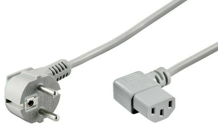 Stroomkabel schuko naar C13 haaks 2m grijs