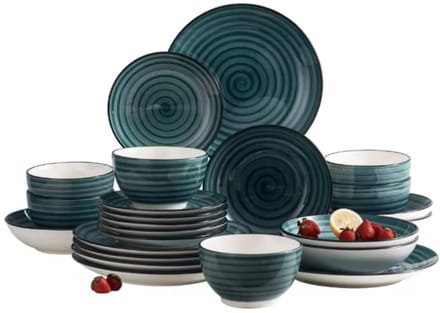 Monarch Bordenset – Dinerborden – 6 persoons – 24 delig – Groen Keramisch – Breakfast Plates – Luxe design