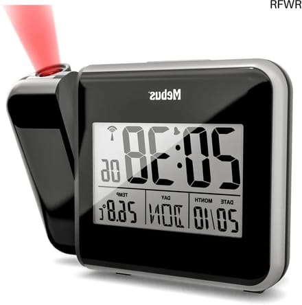 RFWR® Digitale wekkerradio met tijdprojectie en thermometer - Zwart