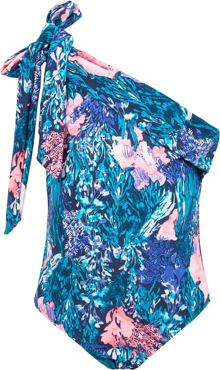 Badpak met een schouder Coral blue 128-134