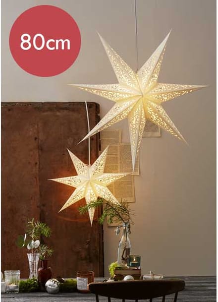 Wit hangende kerstster Lace - 80 cm