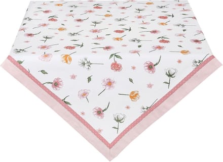 Tafelkleed | 150*150 cm | Wit | 100% Katoen | Bloem | Clayre & Eef | ASD15