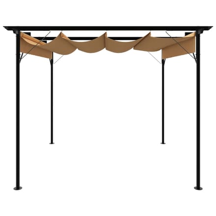 vidaXL - Pergola - met - uittrekbaar - dak - 180 - g/m² - 3x3 - m - staal - taupe