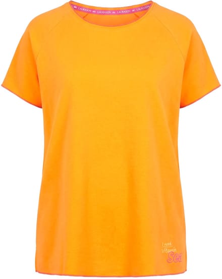 Laurasøn - Dames - Sweatshirt oversized korte mouwen - Fel oranje - Maat 48+