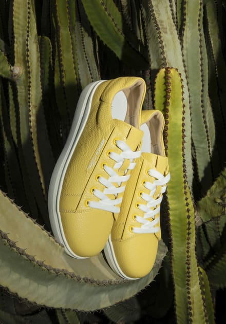 Wittchen Dames klassieke gele platform sneakers, natuurlijk leer