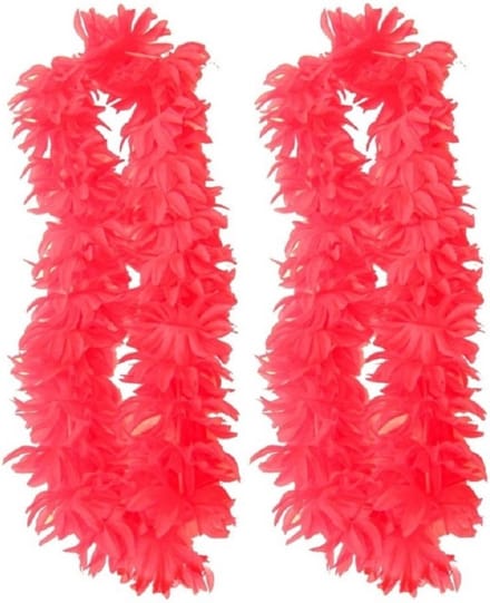 Partyxplosion Hawaii slinger - 4x stuks - neon roze - 1 m - polyester - feestartikelen
