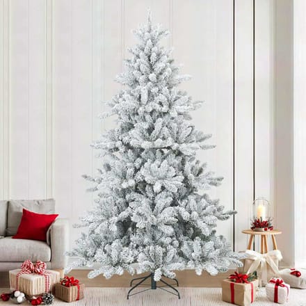 vidaXL - Kunstkerstboom - met - Scharnier - en - Sneeuw - Vilt - Wit - 240 - cm