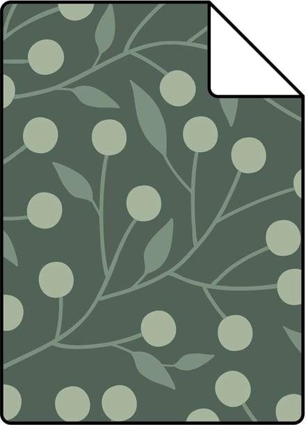 Proefstaal ESTAhome behang bloemmotief donkergroen - 26.5 x 21 cm - 139593-S