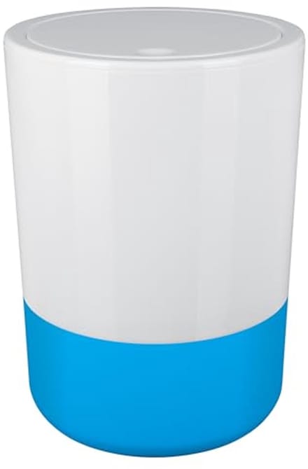 Cosmetische emmer met deksel en siliconen bodem - 5 Liter - Wit/Blauw