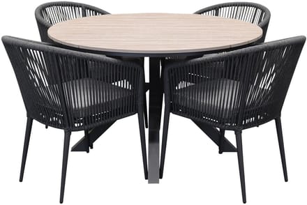 Quincy Lissabon dining tuinset 120xH75 cm rond 5 delig polywood