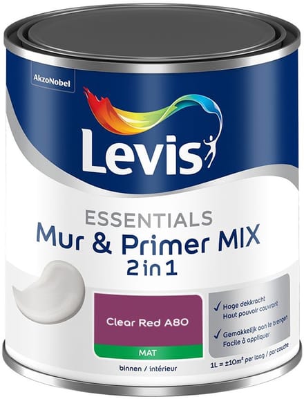 Levis - Essentials Mur & Primer Mix - Clear Red A80 - Mengverf - 1 L
