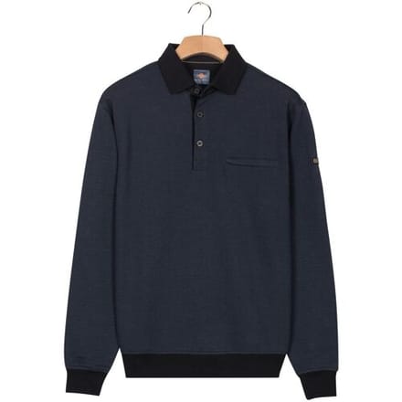 Baileys Trui 2-Tone Jacquard Sweat Polo Collar Placket Buttons Navy / male