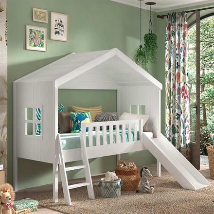 Dream Tree Huisbed 90 x 200 cm met Glijbaan Helia Wit