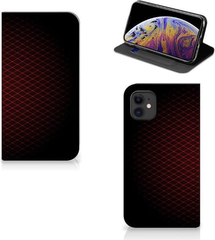Apple iPhone 11 Hoesje met Magneet Geruit Rood