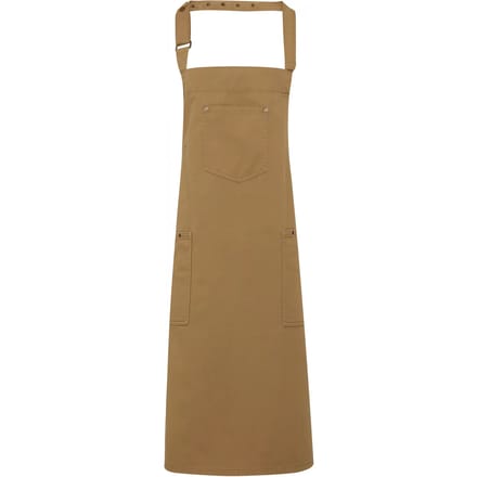 Premier Chino - Cotton bib apron PR132 - Khaki Beige - One size