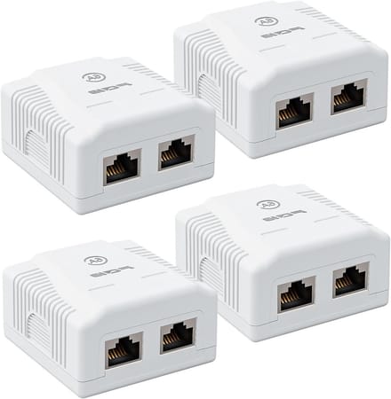 Netwerkdoos Opbouw - RJ45 Bus - Internet Aansluiten - 10 Gbit/s Snelheid - 4 Stuks - Wit