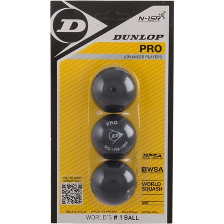 Dunlop  PRO  - Squashballen wedstrijdspeler - 3bal blister - zwart