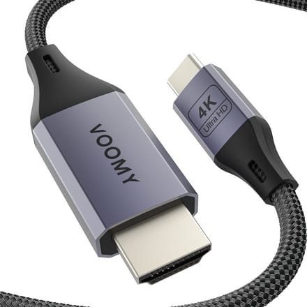 Voomy USB C naar HDMI Kabel - 4k 60hz Ultra HD - HDMI naar USB C - 2 Meter - Aluminium Space Grey