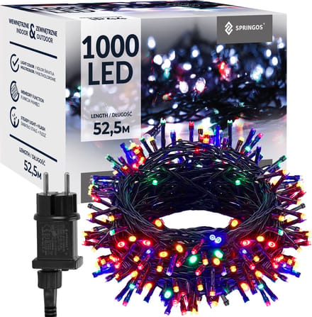 Springos Kerstverlichting | 50 m | 1000 LED | Multicolor