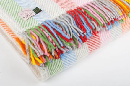 Tweedmill - Wollen Plaid - Brede Strepen - Regenboog