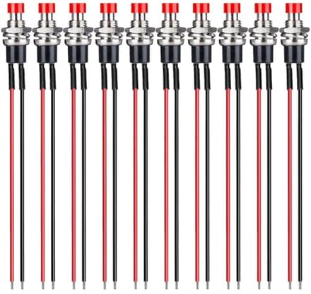 Mini Momentary Drukknop 7mm 3V-230V - Voorbedrade AAN/UIT 2 Pin