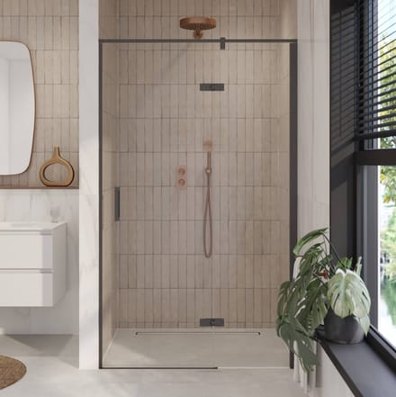 Ben meteora Douchedeur - Draaideur - Rechts - 100x200 Mat Zwart - Veiligheidsglas