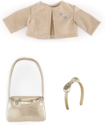 Corolle poppenkleertjes jasje goud + handtas + diadeem - voor pop ma corolle
