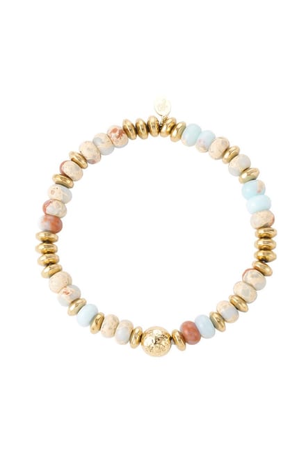 Bijoutheek Armband (Sieraad) multi kralen (6mm) beige