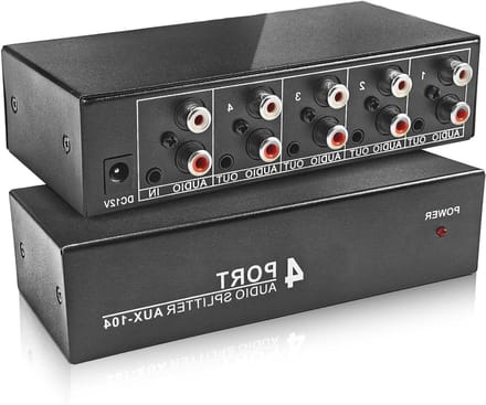 Audio Splitter - Audio Distributeur - Audio Verdeling - 1 In 4 Out - Compact Ontwerp - Zwart