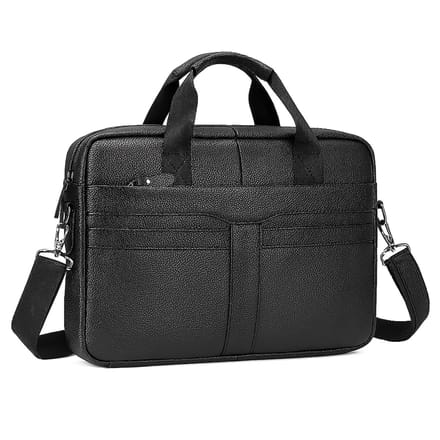 Aktetas - Laptoptas - Schooltas - Schoudertas - Leder - Zwart