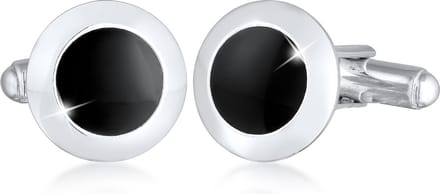 KUZZOI - Manchetknopen - Heren rond Basic met email in 925 Sterling Zilver - Heren