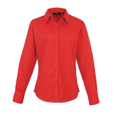 Premier Dames/Dames Popeline Blouse met Lange Mouwen (Rood)