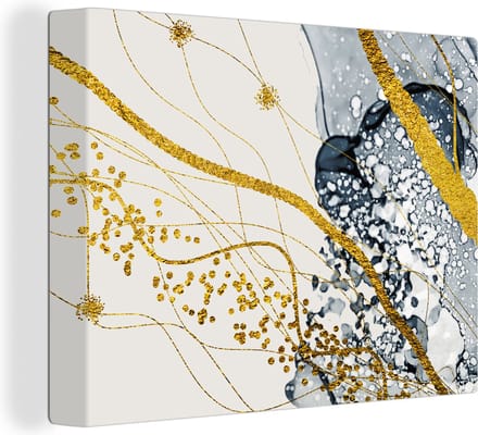 Canvas Schilderij Abstract - Goud - Natuur - Kunst - 40x30 cm - Wanddecoratie