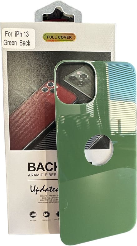 Armid Fiber Achter glas beschermer Geschikt voor: Apple iPhone 13 (Green) Achterkant Temper Glass Protector - Back Screen Protector