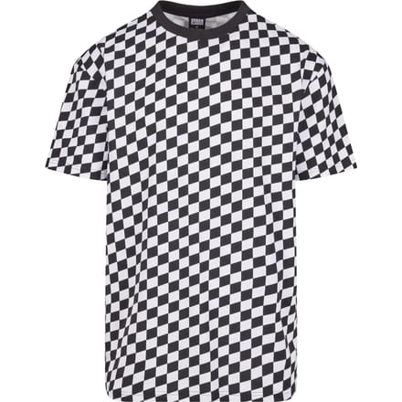 Urban Classics - Oversized Check Heren Tshirt - L - Zwart
