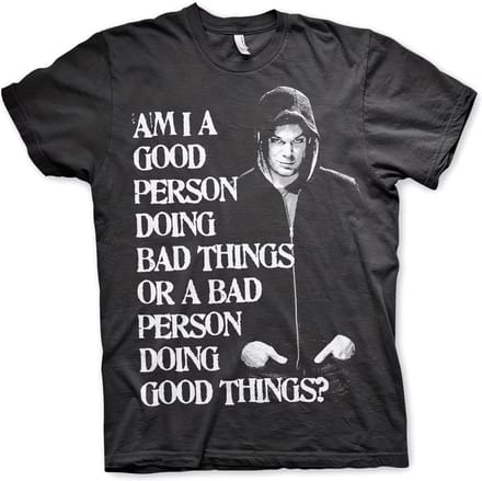 Dexter Heren Tshirt -M- Bad Person Doing Good Things Zwart